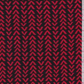 1 3/4 YD PC-Black/Cherry Broken Chevron Rayon Challis Fabric