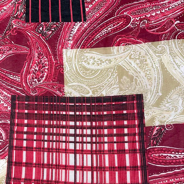 1 YD PC-Red Patchwork Print Chiffon Fabric