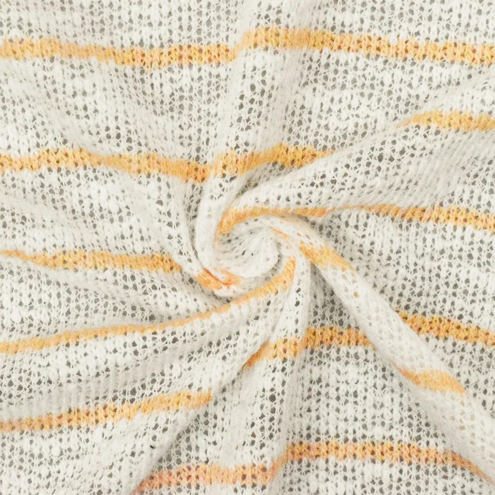 Apricot Orange-White Stripe Stretch Jersey Knit Fabric