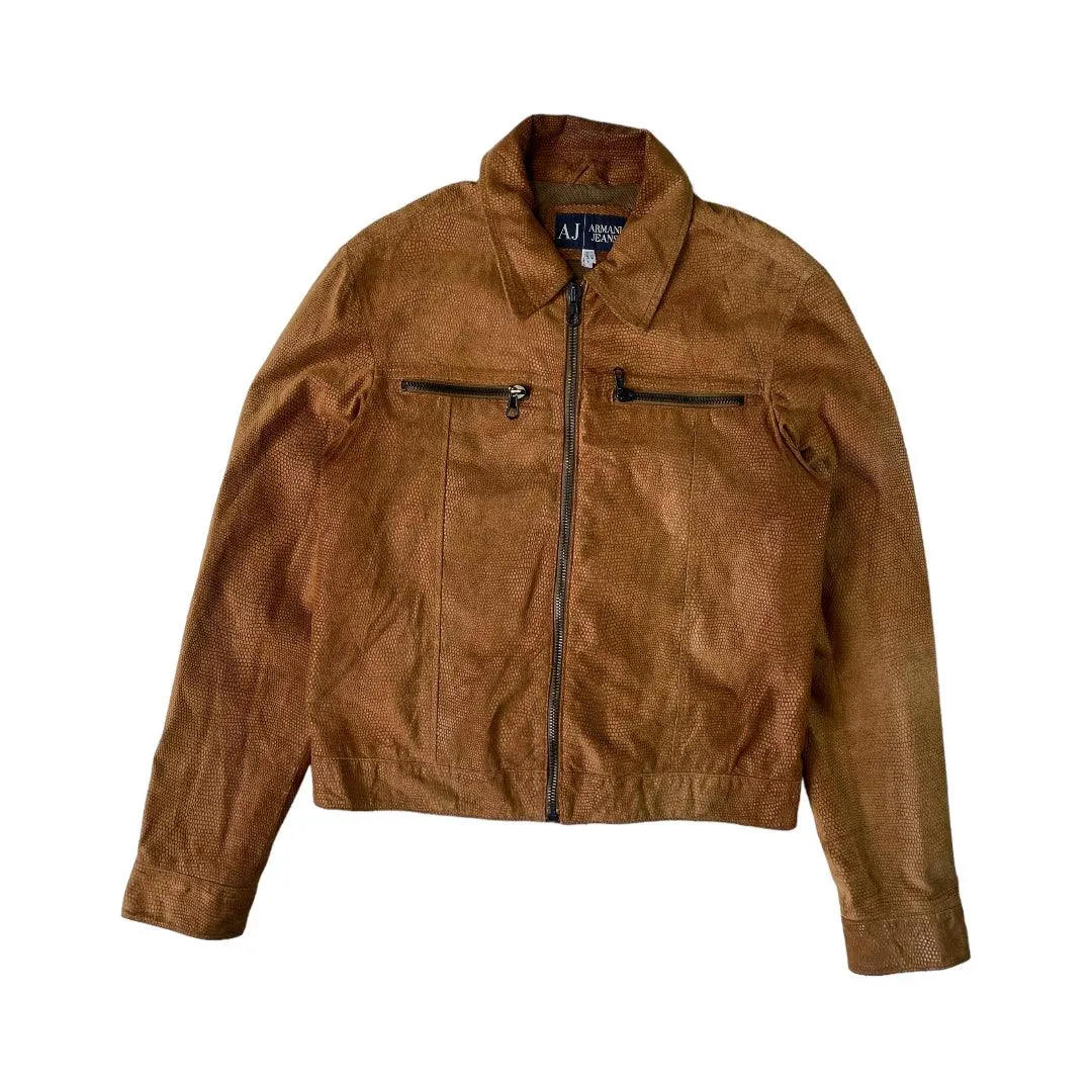 Armani Jeans Tan Snakeskin Leather Jacket