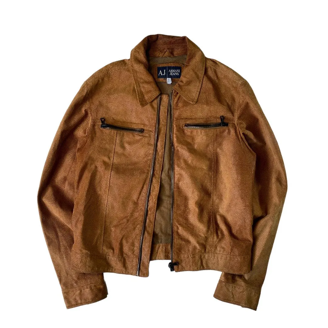 Armani Jeans Tan Snakeskin Leather Jacket