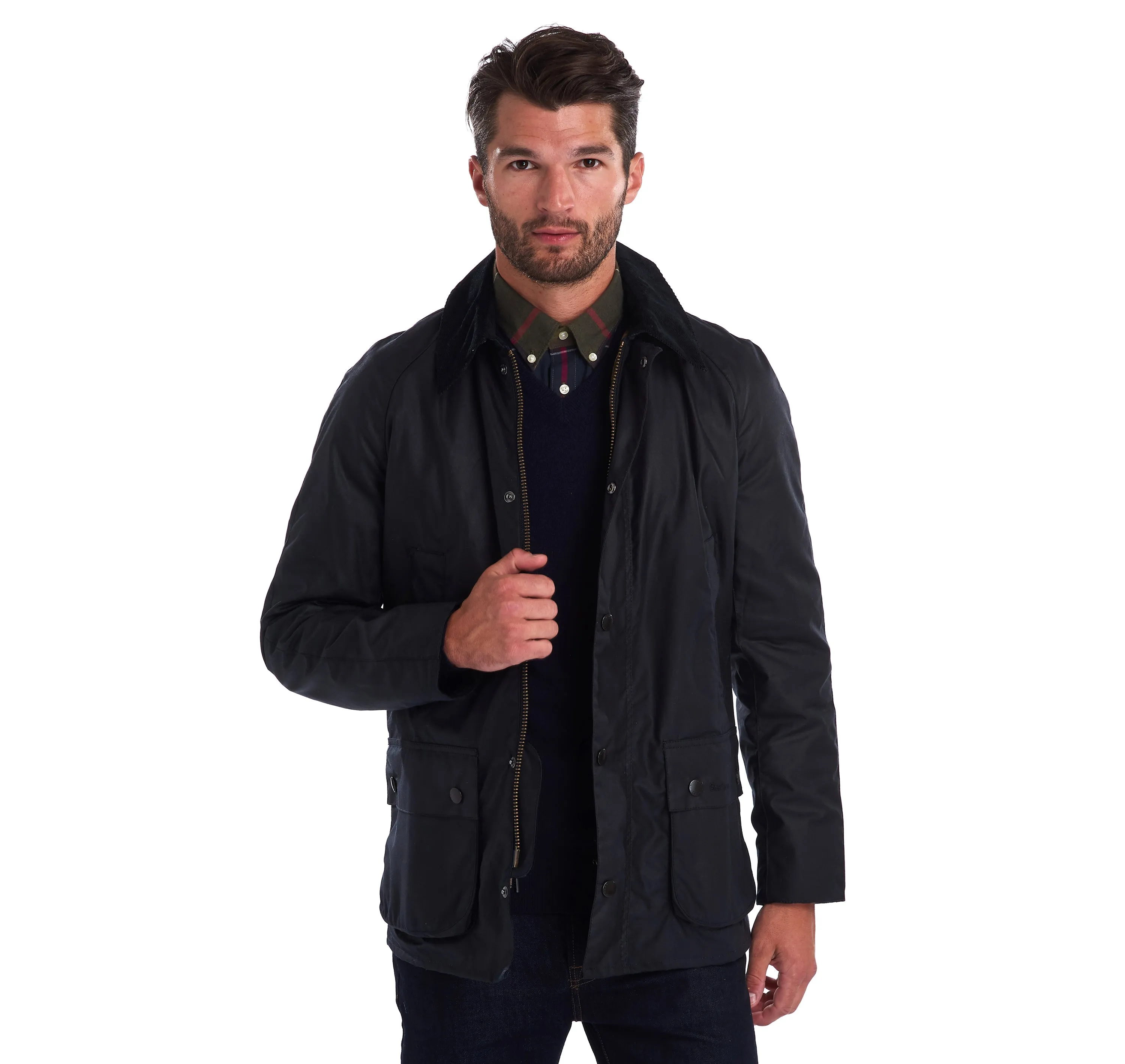 Ashby Wax Jacket in Navy by Barbour