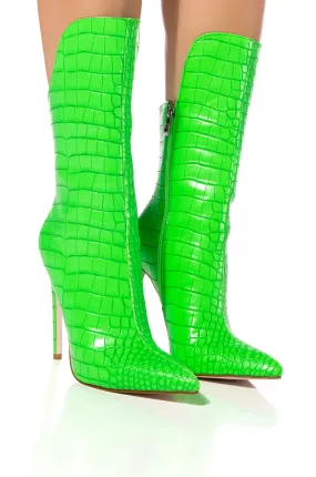 AZALEA WANG FAYE CROC BOOTIE IN GREEN