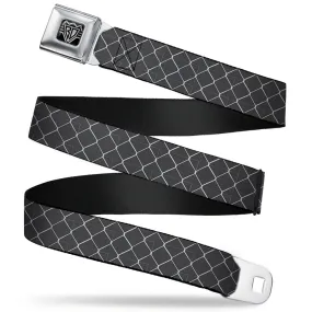 BD Wings Logo CLOSE-UP Full Color Black Silver Seatbelt Belt - Chain Link Fence Grays Webbing