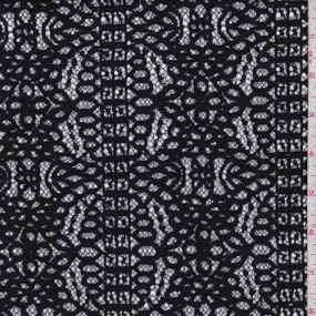 Black Medallion Mesh Lace Fabric