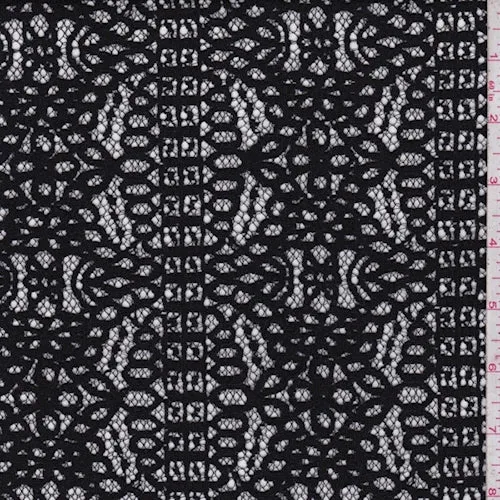 Black Medallion Mesh Lace Fabric