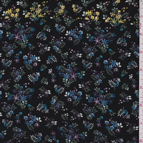 Black Multi Mini Floral Crepe Fabric