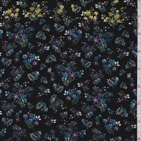 Black Multi Mini Floral Crepe Fabric