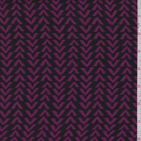 Black/Magenta Broken Chevron Rayon Challis Fabric