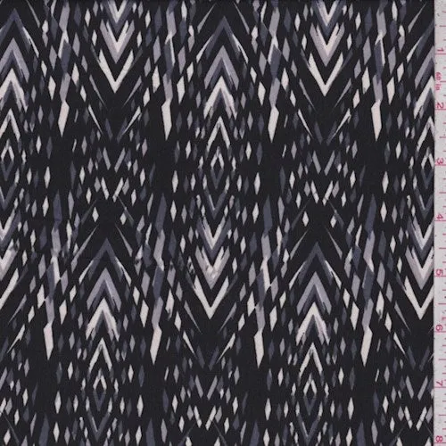 Black/Slate/Silver Diamond Stripe Charmeuse Fabric