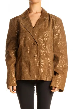 Brown Leather Embossed Jacket