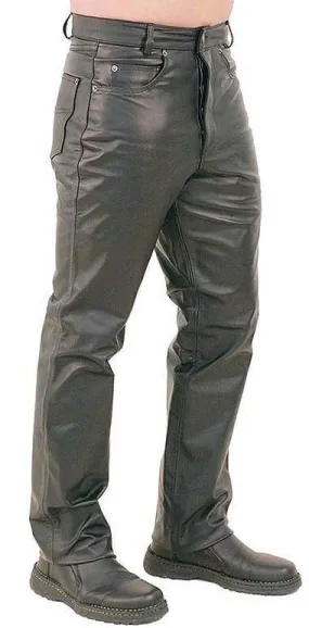 Button Fly Leather Pants for Men #MP1140BT ()