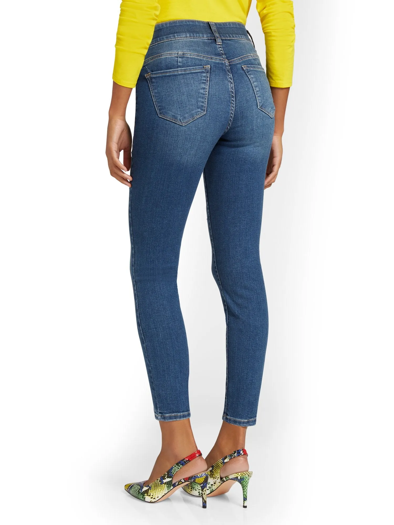 Curvy High-Waisted Super-Skinny Ankle Jeans - Dark Wash