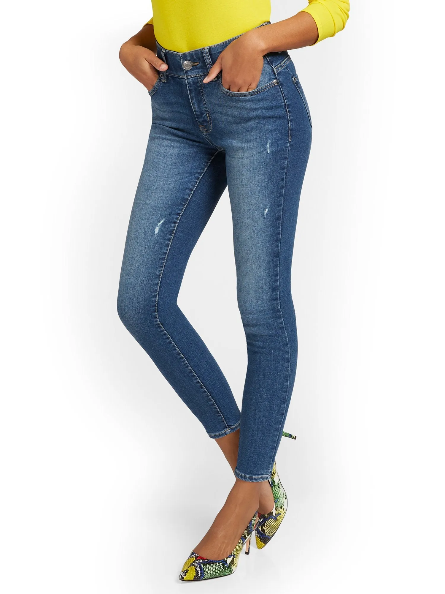 Curvy High-Waisted Super-Skinny Ankle Jeans - Dark Wash