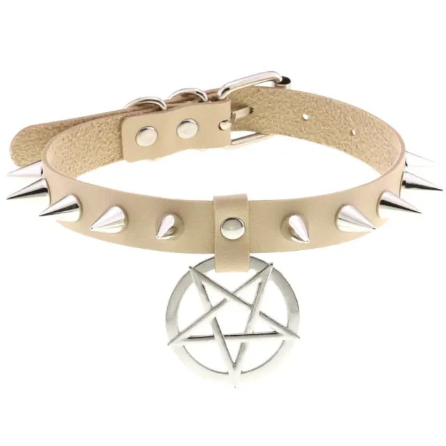 'Darkest Depths' Alt Goth Pentagram Spike Choker