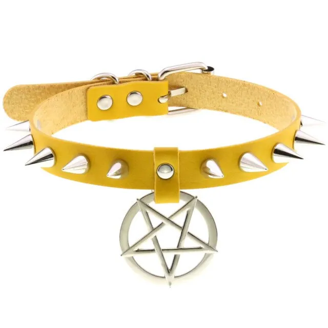 'Darkest Depths' Alt Goth Pentagram Spike Choker