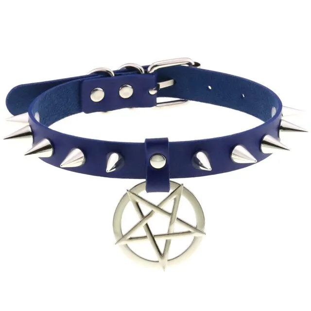 'Darkest Depths' Alt Goth Pentagram Spike Choker