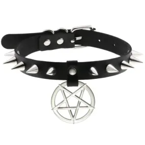 'Darkest Depths' Alt Goth Pentagram Spike Choker