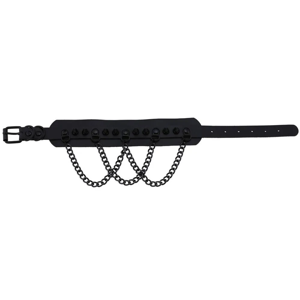 'Deepest Black' Goth Chain Spike Choker