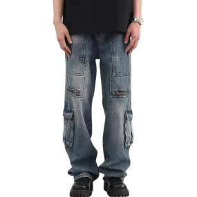 DF Distressed Zip Pockets Cargo Jeans