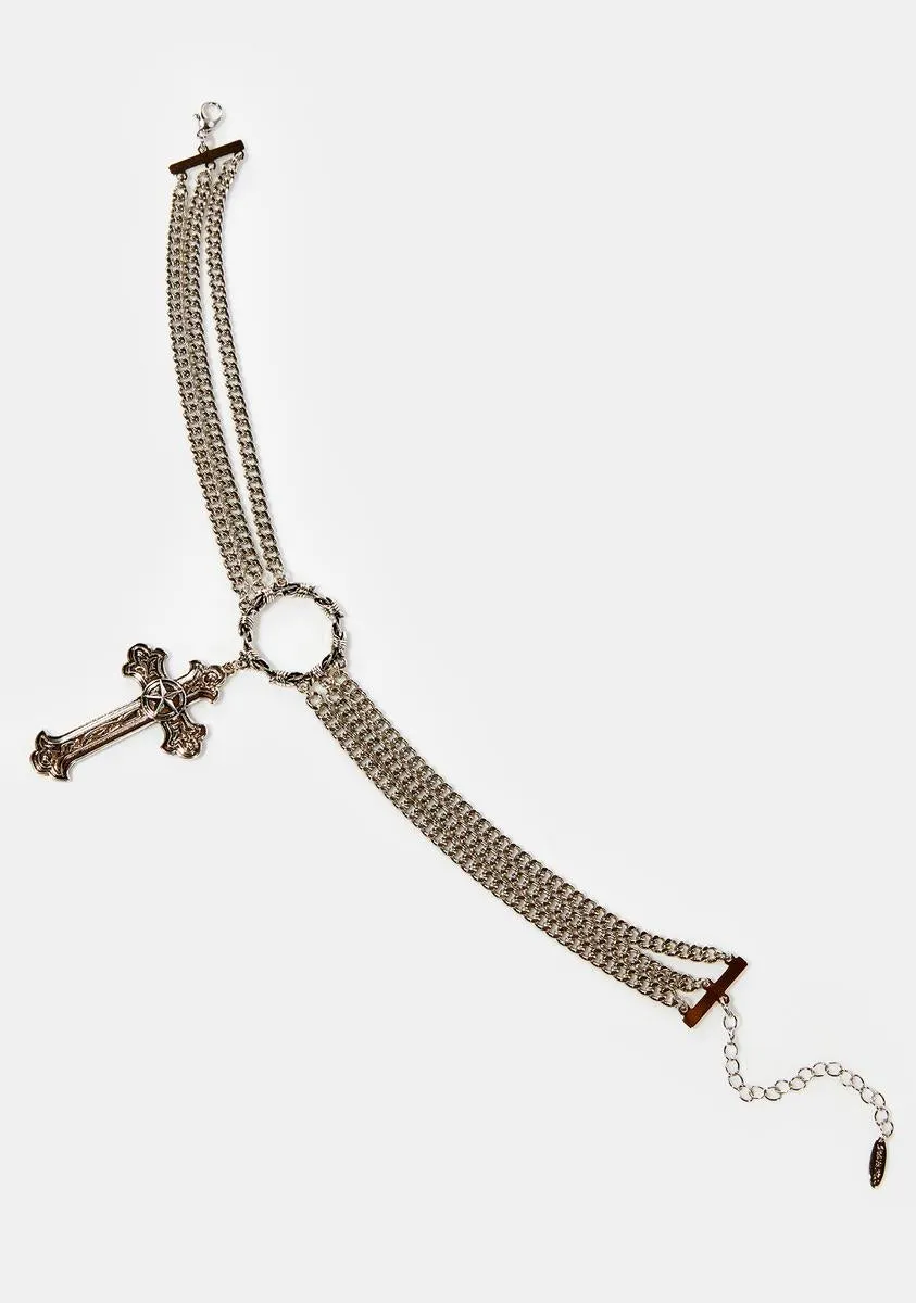 Flanger Cross Chain Choker Necklace