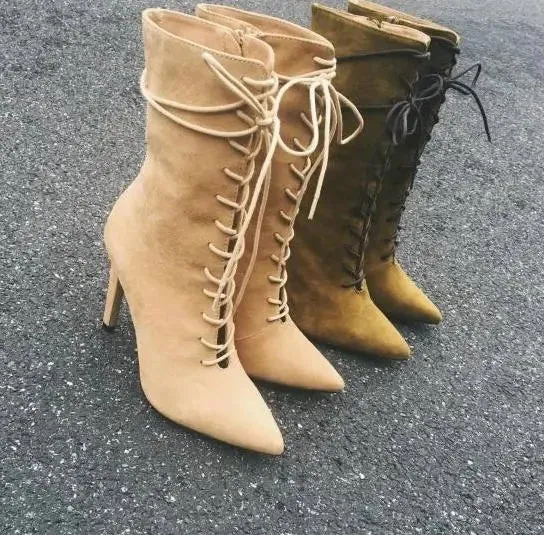 Funki Buys | Boots | Women's Sexy Lace Up Pointy Stiletto Boots