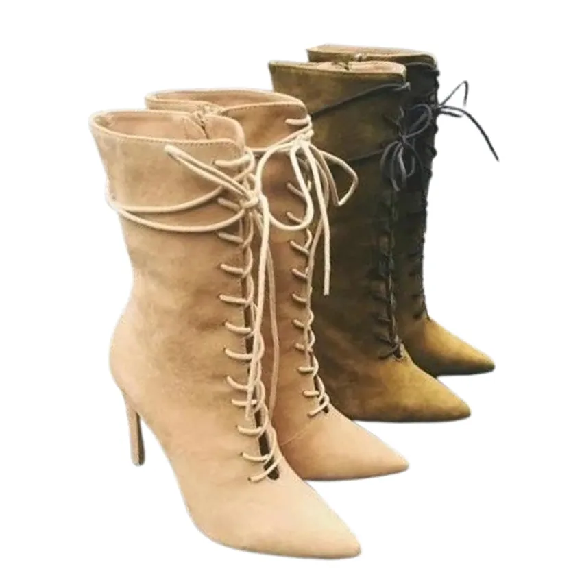 Funki Buys | Boots | Women's Sexy Lace Up Pointy Stiletto Boots