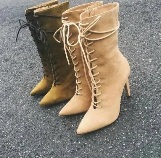 Funki Buys | Boots | Women's Sexy Lace Up Pointy Stiletto Boots