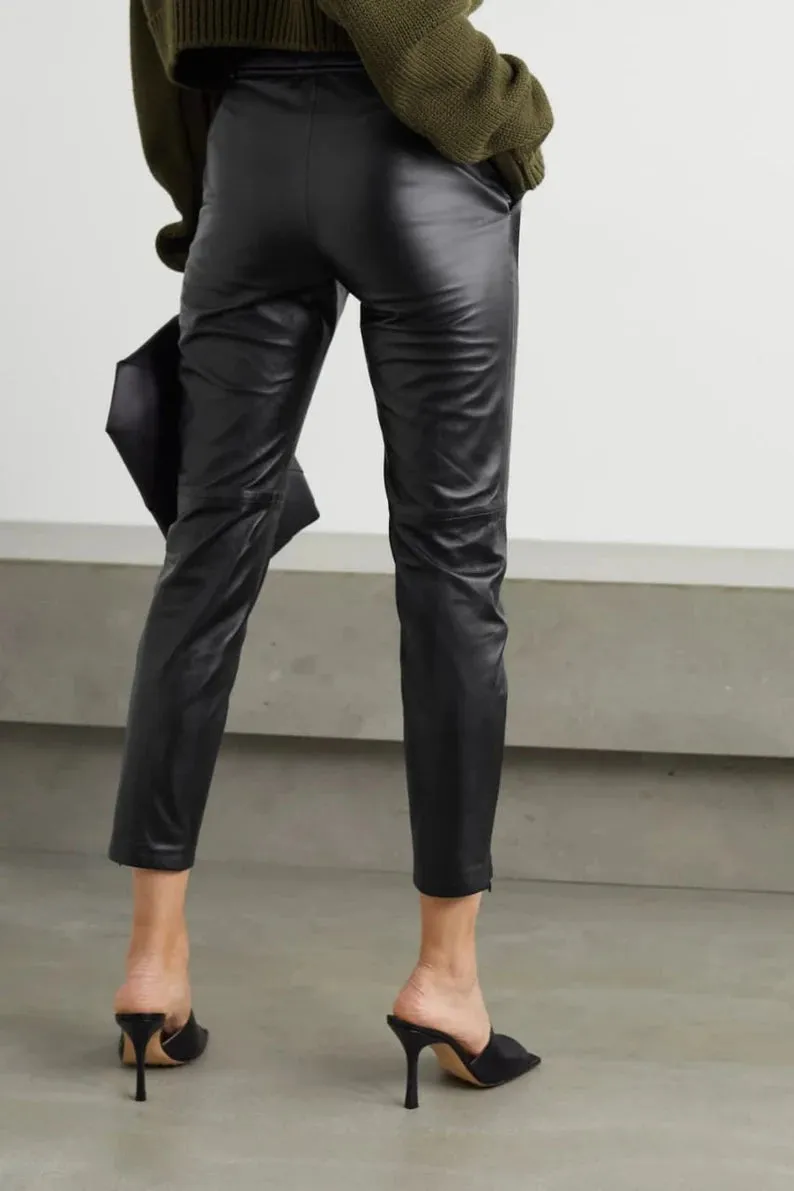 Genuine Leather Handmade Women's Capri Pant