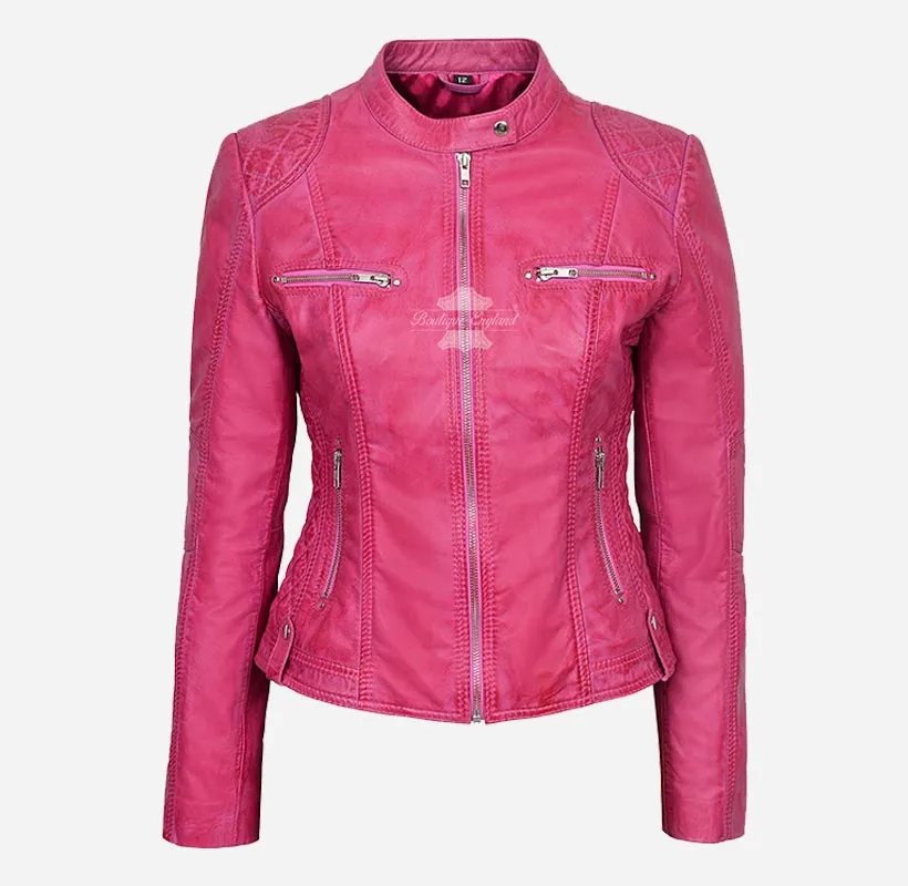 GIANNA Women Leather Biker Jacket Casual Fashion Jacket