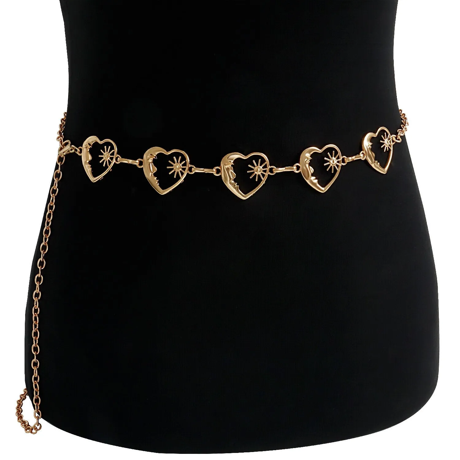 Heart Moon & Star Charm Chain Belt