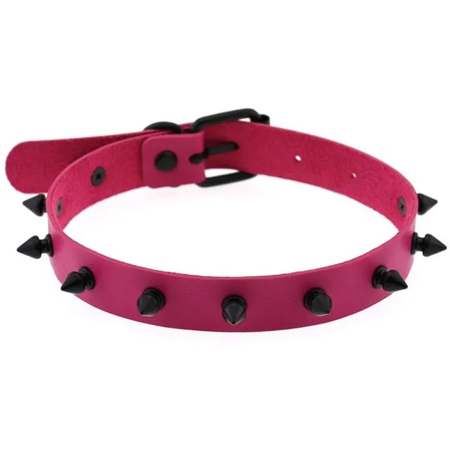 'Hellboy' Black PU Leather Spike Choker