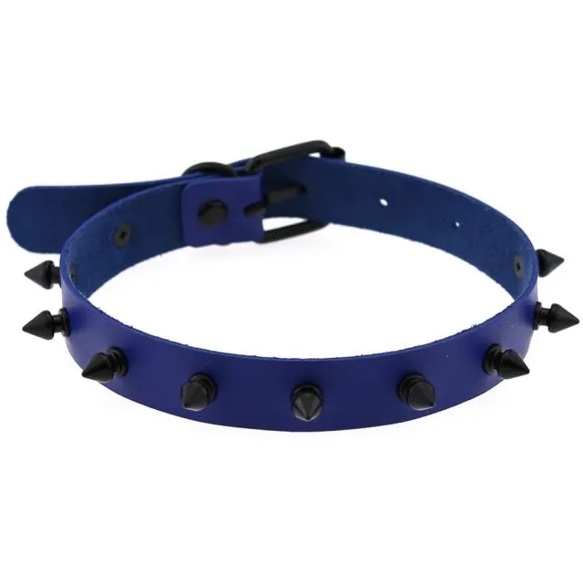 'Hellboy' Black PU Leather Spike Choker