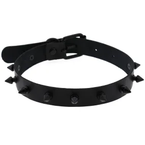 'Hellboy' Black PU Leather Spike Choker