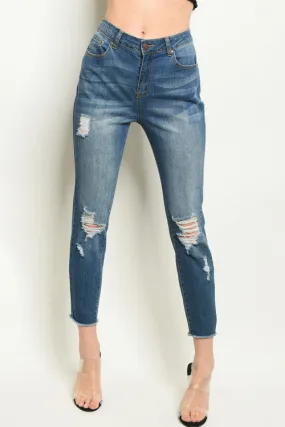 High Rise Distressed Skinny Jeans