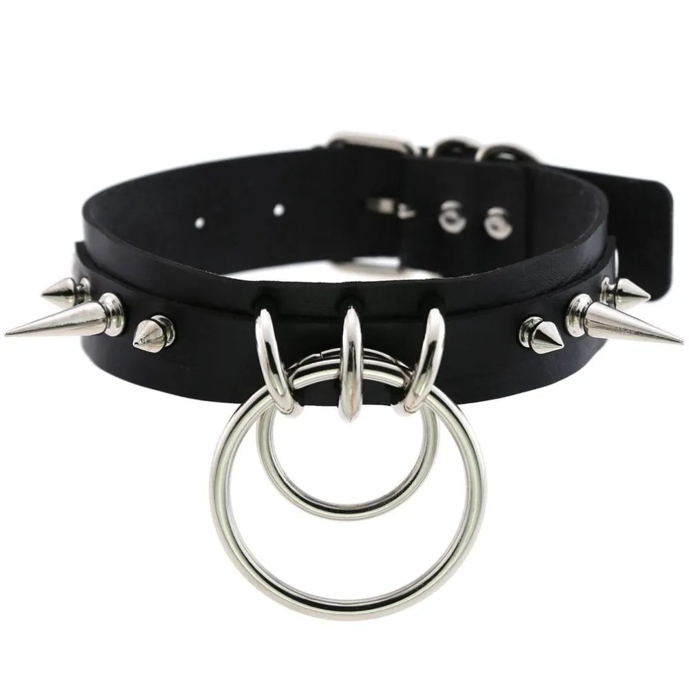 'Illusion' Black Alt  Ring Spike Choker