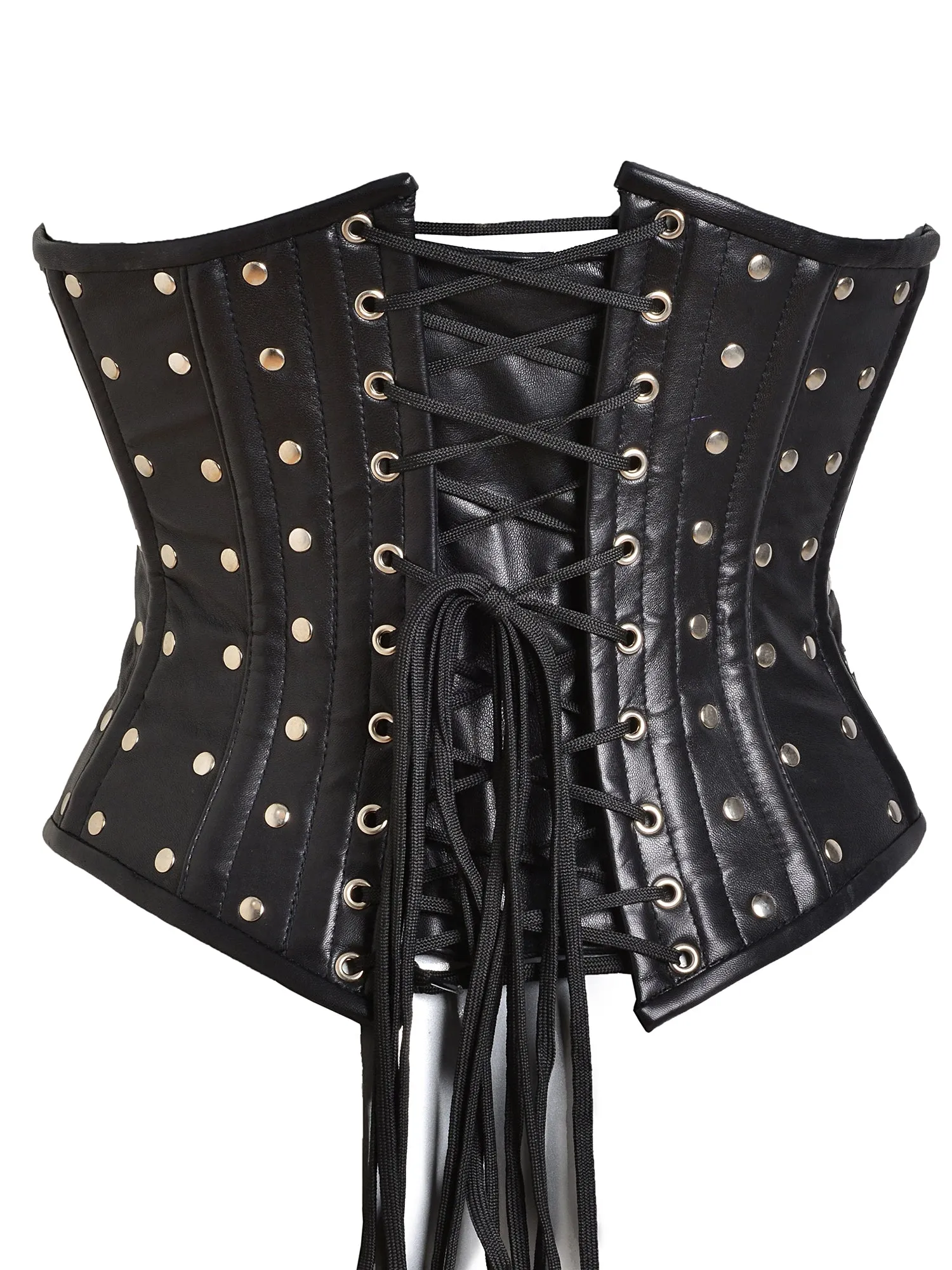 Leather Studded Underbust Corset Black