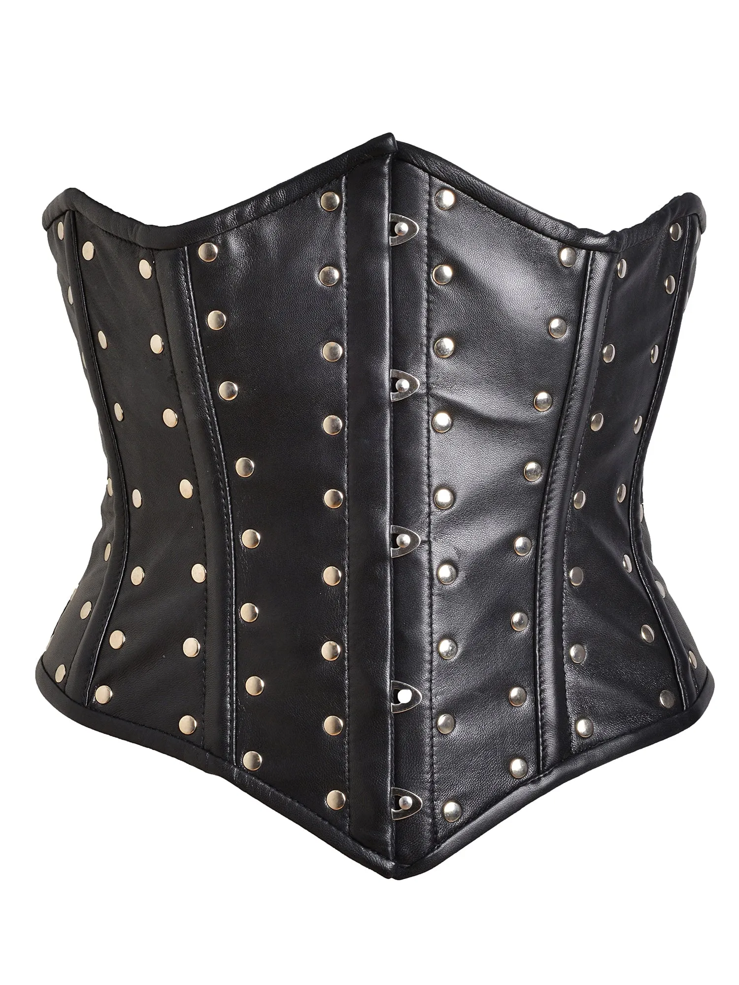 Leather Studded Underbust Corset Black