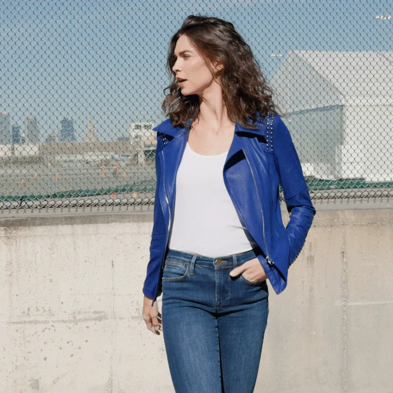 Liquid Leather™ Studded Jacket - Cobalt