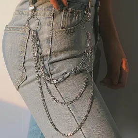 Long Metal Layered Belt Chain For Pants and Jeans