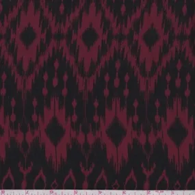 Maroon/Black Diamond Ikat Challis Fabric