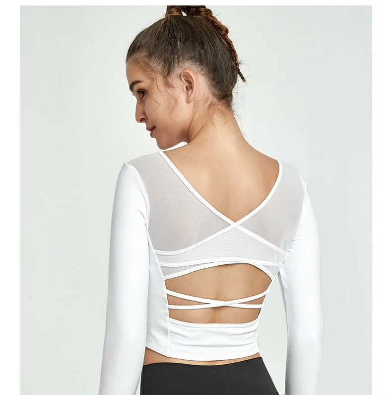 Mesh Patchwork Padded Sport Crop Top