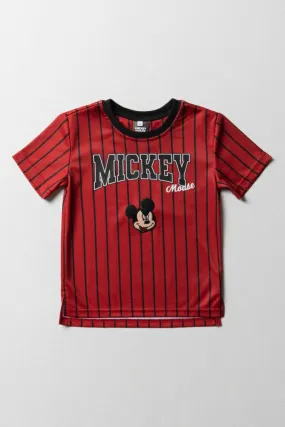 Mickey Mouse Mesh Short Sleeve T-Shirt Red