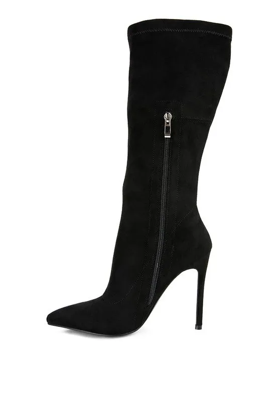 Microfiber Pointed Toe High Heel Boots