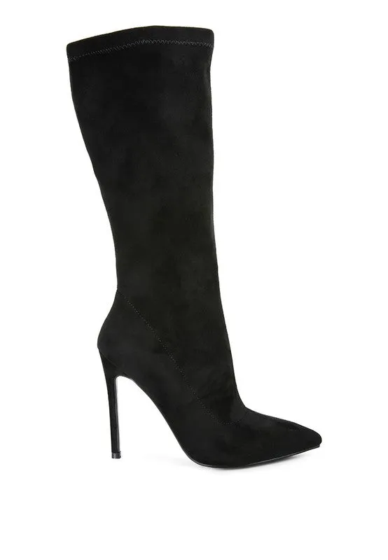 Microfiber Pointed Toe High Heel Boots