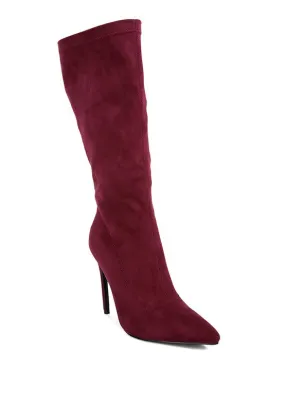 Microfiber Pointed Toe High Heel Boots