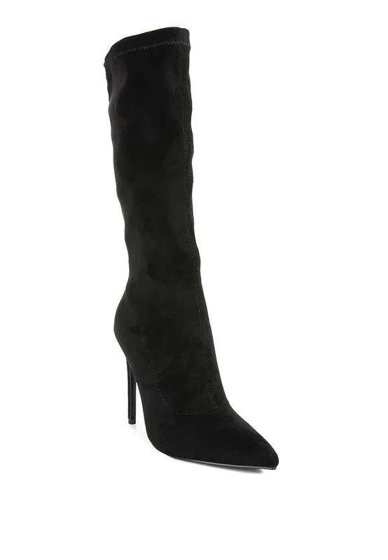 Microfiber Pointed Toe High Heel Boots