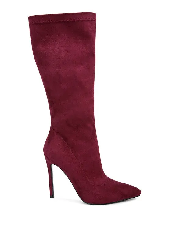 Microfiber Pointed Toe High Heel Boots