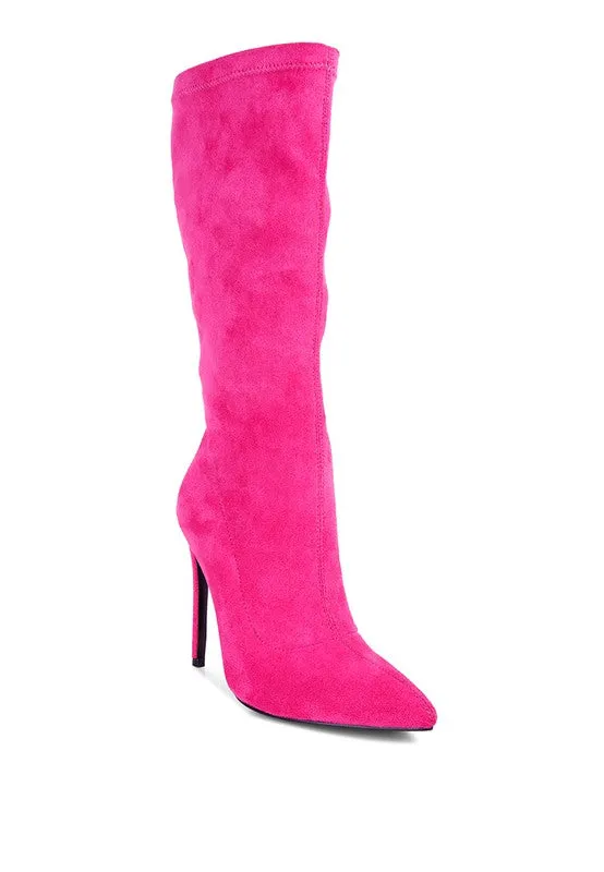 Microfiber Pointed Toe High Heel Boots