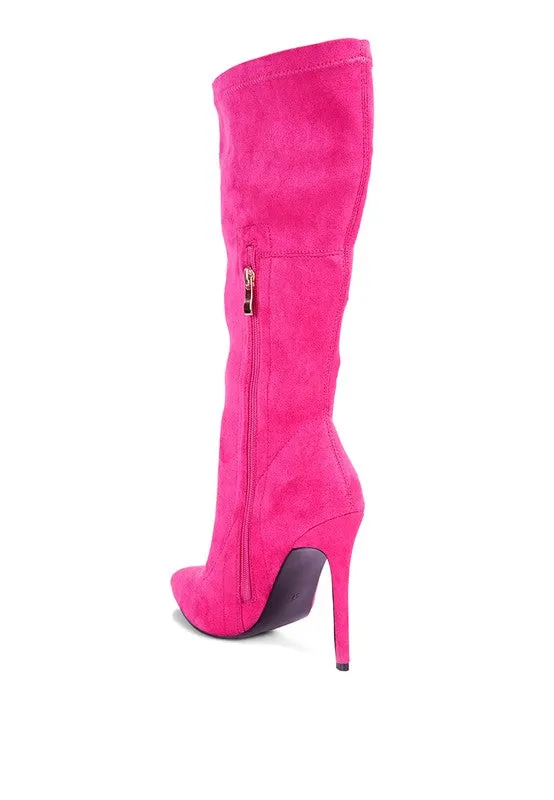 Microfiber Pointed Toe High Heel Boots